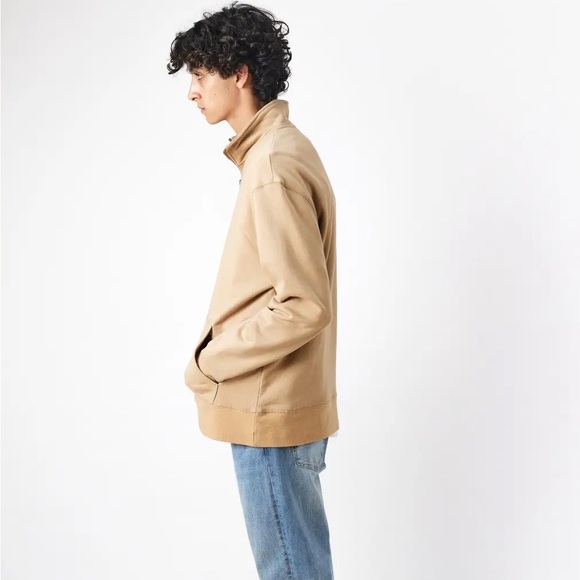 Men’s 1/4 Zipper Pullover Sweater Large Tan Front Pocket Collar Sweatshirt New - Picture 5 of 13